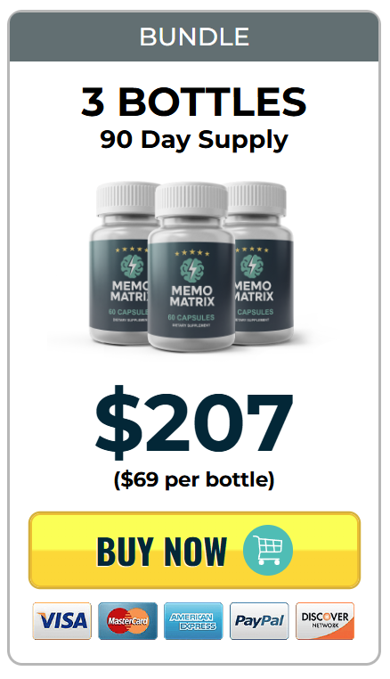 MemoMatrix 3 bottles — 90 day supply, $207 ($69 per bottle)